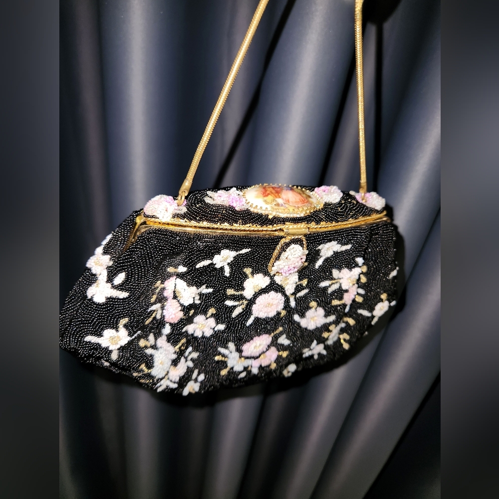 Rue Cambon  French 30s Limoges Cameo Beaded Collectible Hand Made France  Purse